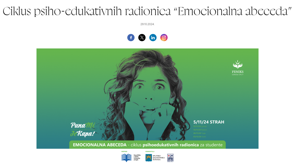 Ciklus psiho-edukativnih radionica “Emocionalna abeceda”